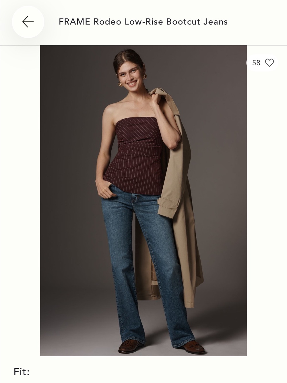 FRAME Denim Low-Rise Bootcut Jeans in Blue with Brown Top